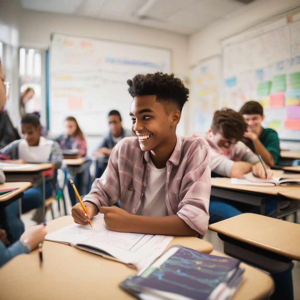 Confident Student Smiling in Classroom